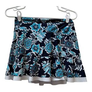 Lucky Dot‎ Design Navy Floral Print Pickleball Tennis Activewear Skort Size M